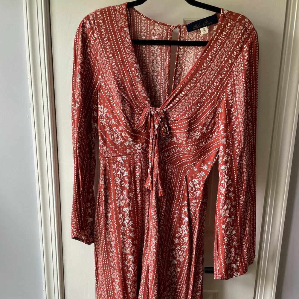 Blue Rain Burnt Orange Long Sleeve Dress